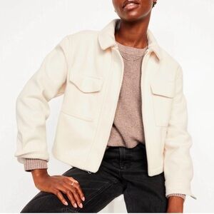 SPRING SALE Old‎ Navy Winter White Shacket Jacket Zip Front Utility Style M